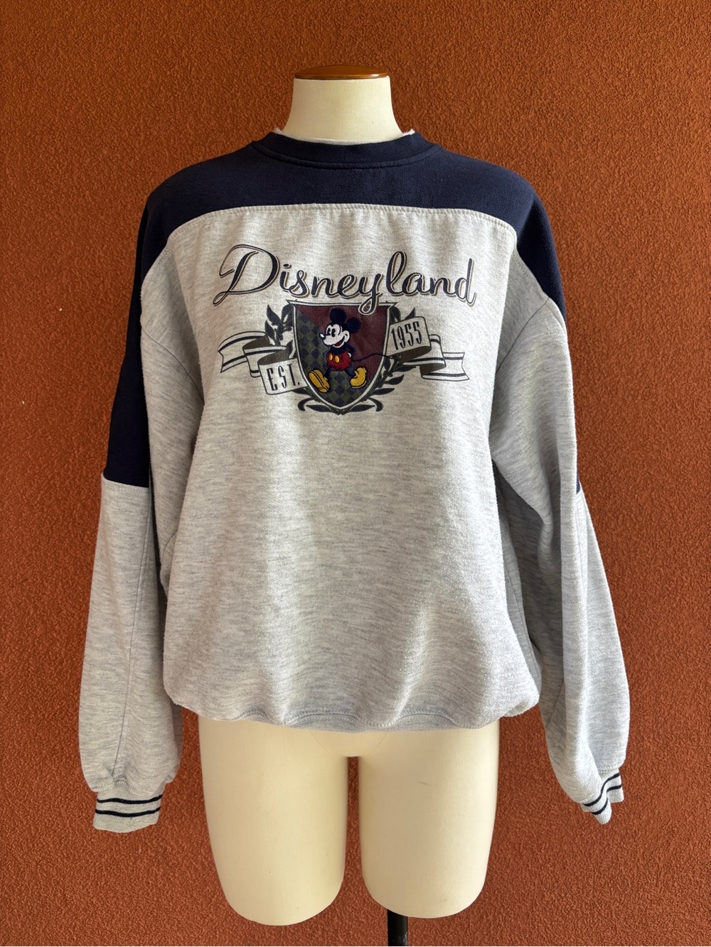 Disneyland Mickey Mouse Vintage Crewneck Sweatshirt - Gray & Navy